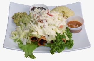 4 Flautas Con Arroz Y Frijoles