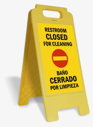 Bilingual Restroom Closed For Cleaning Free-standing