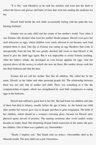 It Is Iba, Said Okonkwo As He Took His Machete And