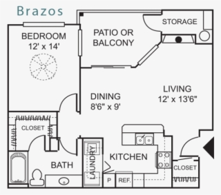 A2 1 Bedroom Apartment Round Rock Floor Plan