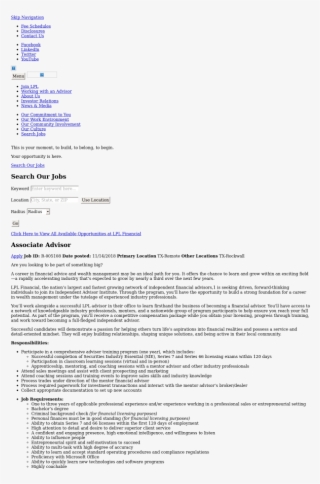 Associate Advisor Job At Financial In Rockwall Png