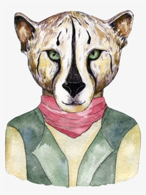 Cartoon Hand Drawn Leopard Transparent - Watercolor Painting