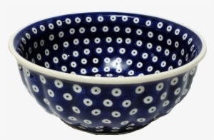 9" Salad Bowl In Polka Dot Pattern - Ceramic