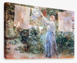 The Farmer Hanging Laundry By Morisot Canvas Print - Poster: Berthe Morisot The Farmer Hanging Laundry Impressionist
