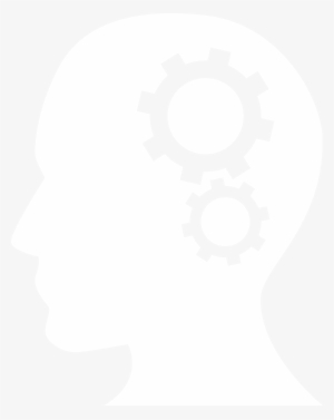 Head With Cogs White - Planning Resources Icon