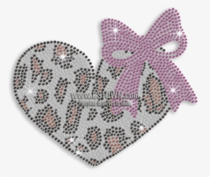 Heart In Polka Dot Texture With Bowknot Iron On Transfer - Cross-stitch