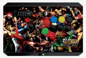 Girls Cuddling Around A Big Black Shiny Joystick - Razer Atrox Street Fighter 5