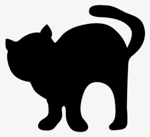 Black Silhouette Of Cat - Black And White Silhouette