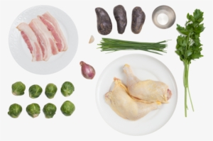 Pan-seared Chicken Legs With Purple Potatoes, Brussels - Samgyeopsal