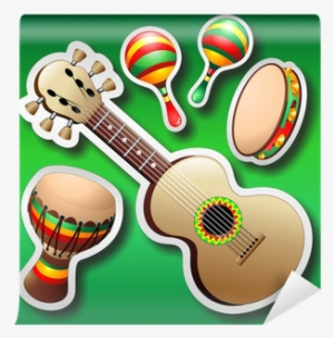 Png Library Library Bongo Stickers On Green Chitarra - Guitarras Y Maracas