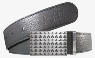 Grey Full Grain Textured Leather Belt With Black Db