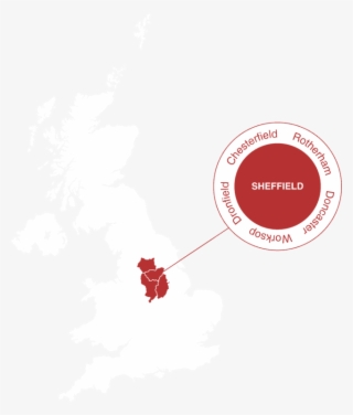 The Map Of England Showing Location Of Sheffield