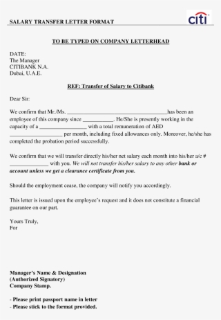 Employees Salary Transfer Letter To Bank Main Image