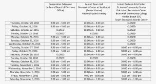 2016 General Election One Stop Schedule