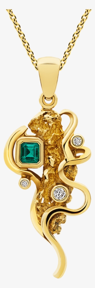 Photo Of Nugget Pendant With Emerald And Diamonds