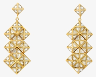 Pyramid Mirror Long Earrings