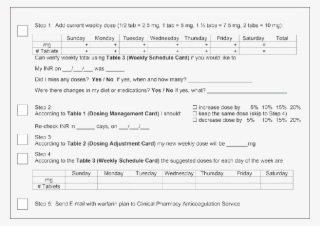 Warfarin Self-management Worksheet/checklist Inr =