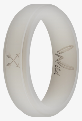 Woman's Pearl White Arrow Silicone Ring - Circle