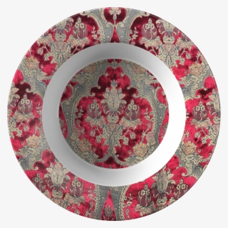 The Red Versailles Italian Velvet Fabric Dinner Bowl - Circle
