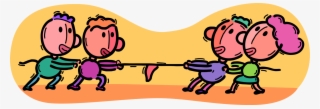 Vector Illustration Of Business Colleagues In Tug Of
