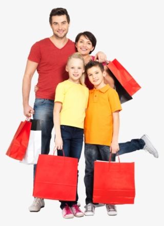 Wish You Have A Happy Shopping Here In Our Ugg Outlet - Family With Shopping Bags Png
