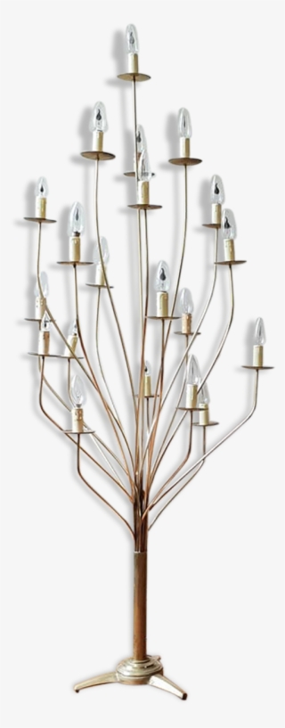 Lamppost Bouquet Jean Royère, 20 Arm Golden Brass, - Sword