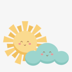 Happy Sun And Cloud Svg Scrapbook Cut File Cute Clipart - Cute Sun And Clouds