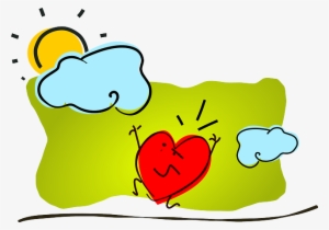 Happy, Sun, Heart, Clouds, Love, Valentine, Affection - Anxious Heart Cartoon