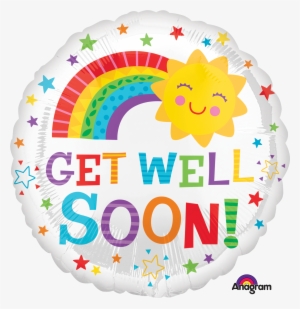 18" Get Well Happy Sun Foil Balloon - Get Well Soon Sun Round Foil Helium Balloon 43cm /