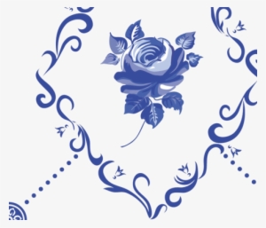 Blue Rose Clipart Dutch - Rose Fabric - Dutch Tile Rose 2 - Tile Custom Fabric