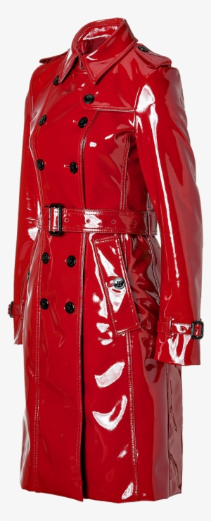Burberry London Lacquer Red Queenscourt Trench Coat - Red Vinyl Trench Coat