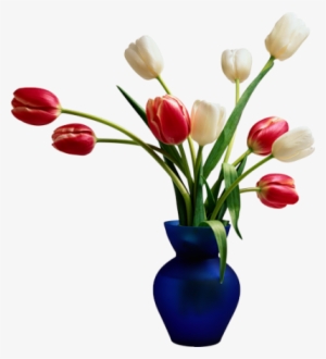 Flowers In Vases Photos Png Images - Blue Vase W Tulips