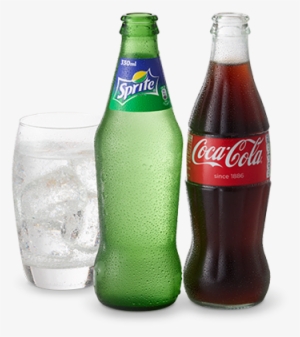 High Angle Picture Of Our Soft Drinks Selection On - Coca Cola Y Sprite