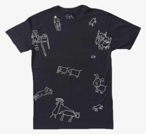 All Over Tattoo Print Black Tee - Reindeer