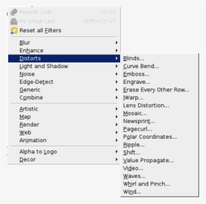 Gimp Filter Menu