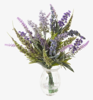 Silk Lavender In Petite Glass Vase • $11 - Vase
