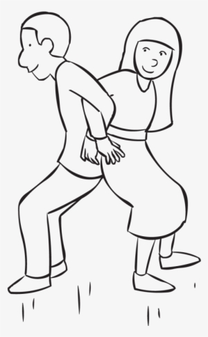 Back Two People Standing Back To Back And Linking Elbows - People Standing Back To Back