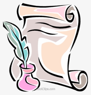 Feather Pen With Paper Royalty Free Vector Clip Art - Stylish Word In English