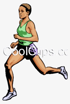 Man Running Race Royalty Free Vector Clip Art Illustration - Lady Running Clip Art