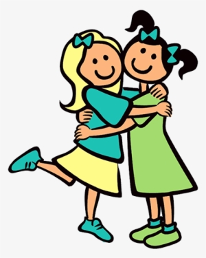 Girls-hugging - Friends Clipart Black And White