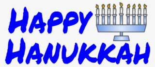 Happy Hanukkah, Blue Letters, Menorah, Png