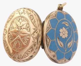 Antique Victorian Blue Enamel And Engraved 'forget - Locket