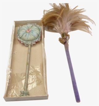 Vintage Pincushion Doll Powder And Feather Wand - Artificial Flower