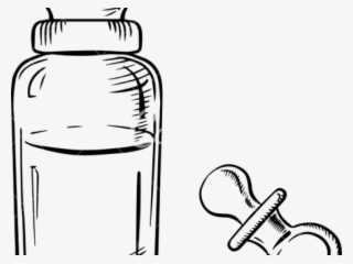 Drawn Baby Baby Pacifier - Milk Bottle For Baby Drawing