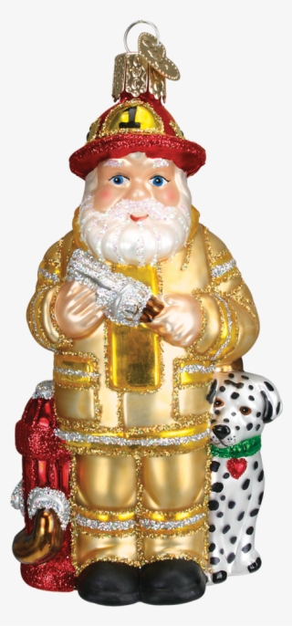 Fireman Santa Glass Christmas Ornament - Christmas Ornament