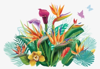 Sticker Eventail De Fleurs Tropicales Ambiance Sticker - Tropical Leaf