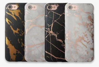 414-tpu Case Soft Back Cover Imd High Quality For Iphone - Black And Rose Gold Marble Case