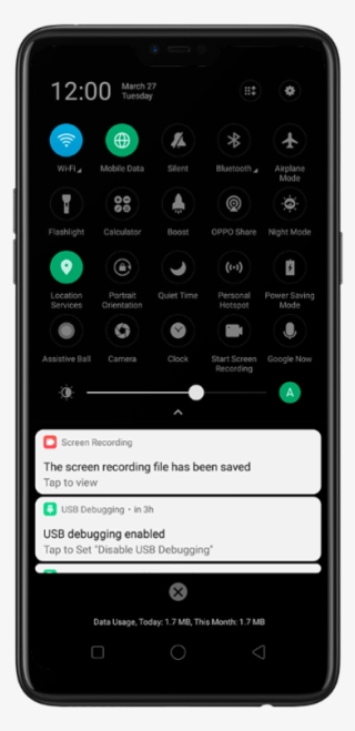 How To Control The Brightness - Oppo F7 Notification Bar