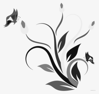 Royalty Free Library Clipartblack Free Black White - Butterfly & Flower Clipart