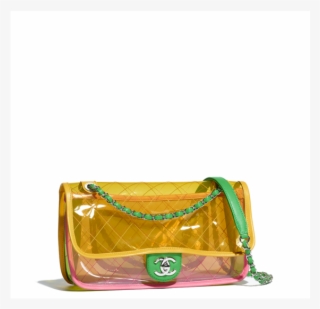 Chanel Pink/yellow Pvc Coco Splash Medium Flap Bag - Chanel Flap Bag Transparent